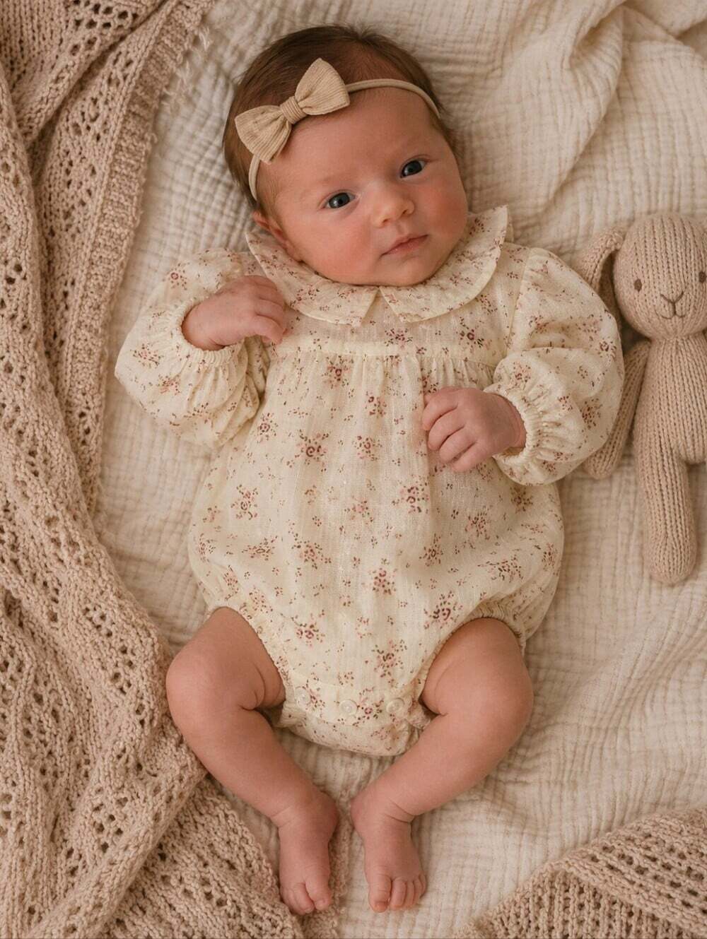 Zara Baby Floral Peter Pan Collar Bubble Romper Bodysuit 0-1 Month Newborn NWT